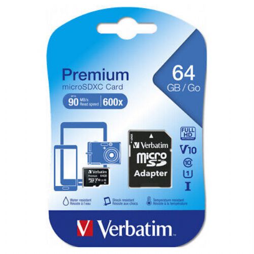 VERBATIM MICRO SD MEMORY CARD SDHC PREMIUM 64 GB 44084